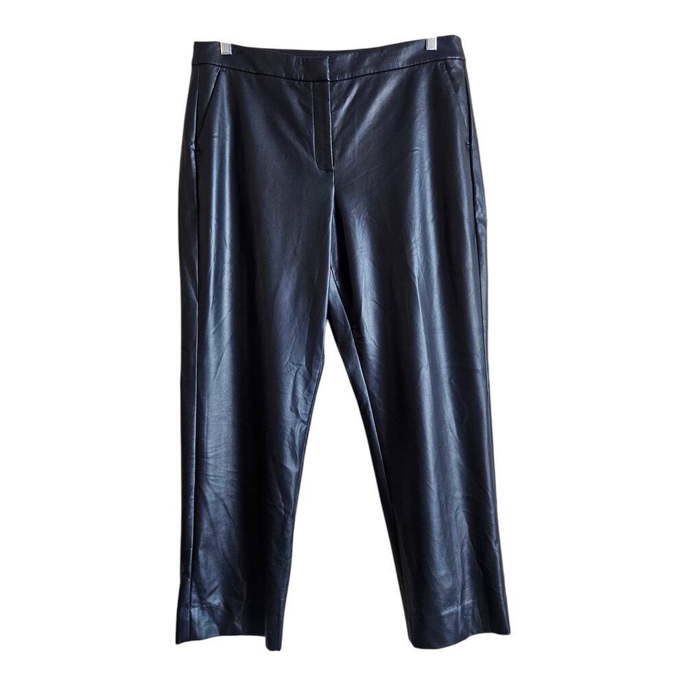 J. CREW Women's 16 Kate Faux Leather Pants Black Straight Leg Soft 36 x 27.5